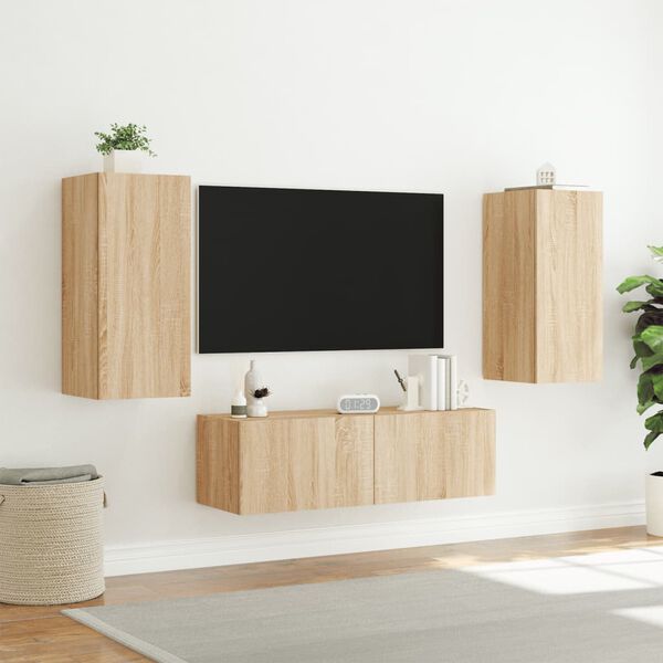 vidaXL TV Wall Cabinet Sonoma Oak Engineered Wood Medium