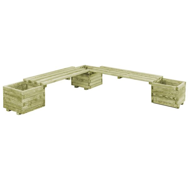 vidaXL Planter Bench Green Pinewood Large Durable Garden Planter Bench