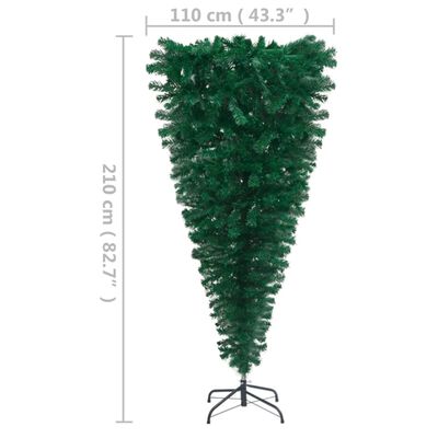 vidaXL Upside-down Artificial Pre-lit Christmas Tree Green 82.7"