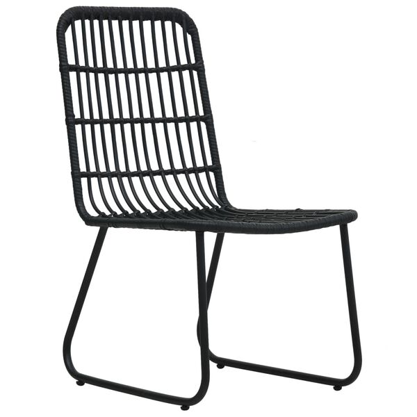 vidaXL Garden Chair Set of 2 Black PE Rattan, Powder-Coated Steel