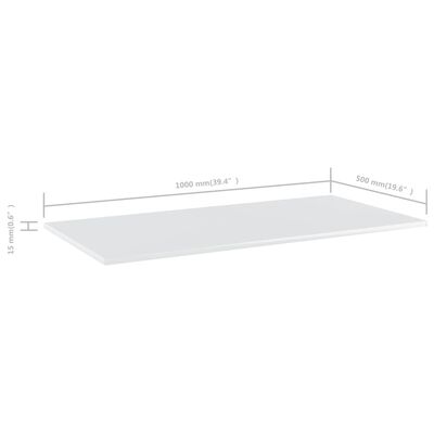 vidaXL Bookshelf Boards 4 pcs High Gloss White 39.4"x19.7"x0.6" Engineered Wood