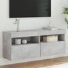 vidaXL TV Wall Stand with LED Lights Concrete Gray 39.4"x11.8"x15.7"