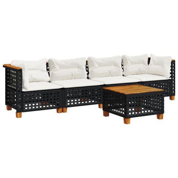 vidaXL Garden Sofa Set Black, Cream White