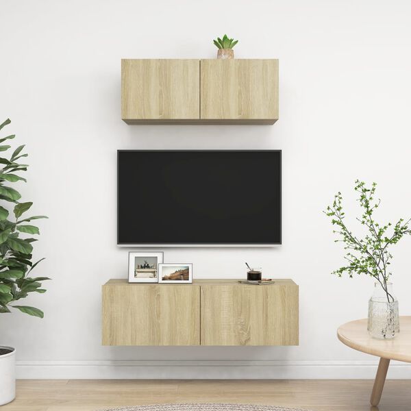 vidaXL TV Cabinet Set Set of 2 Sonoma Oak Engineered Wood Large