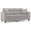 vidaXL 2-Seater Sofa with Pillows&Cushions Light Gray 55.1" Microfiber Fabric
