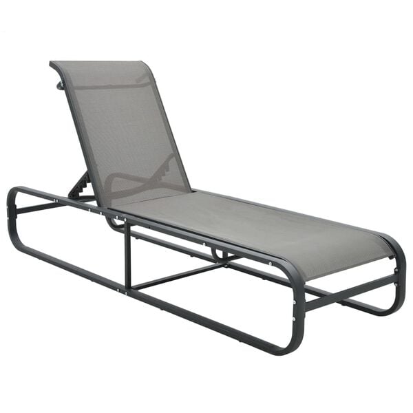 vidaXL Sun Lounger Grey Aluminium and Textilene Standard