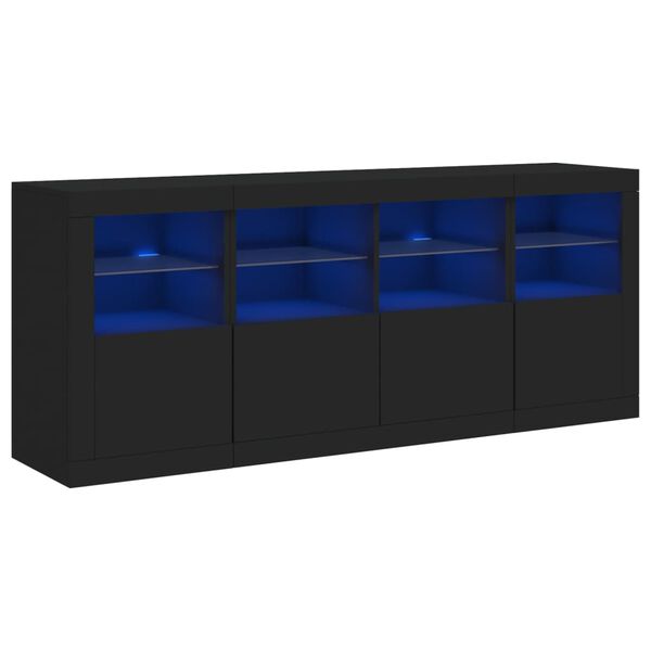 vidaXL Sideboard Black Engineered wood, Glass Medium Sideboard
