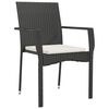 vidaXL Garden Dining Set Black with cream cushions