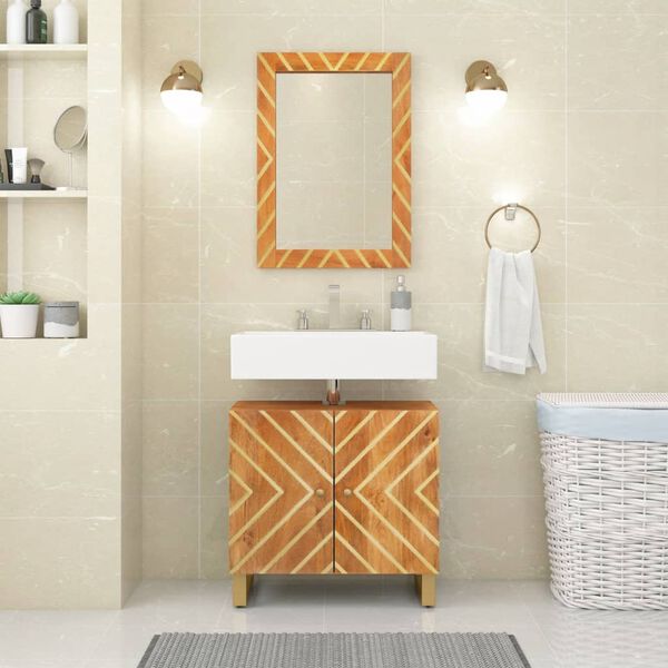 vidaXL Bathroom Mirror Acacia Brown Solid mango wood Medium