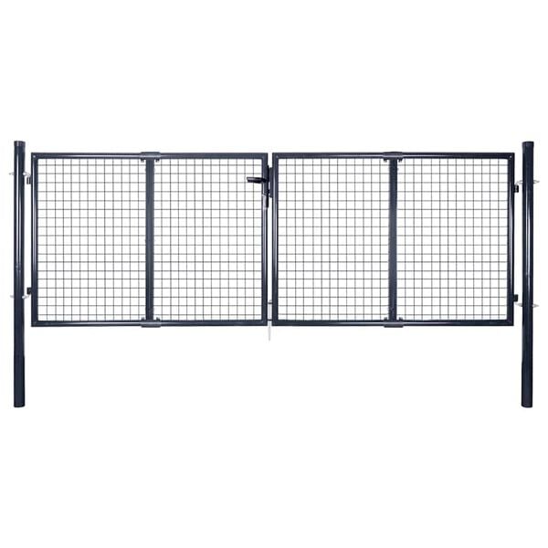 vidaXL Mesh Garden Gate Galvanised Steel 118.1x39.4" Grey