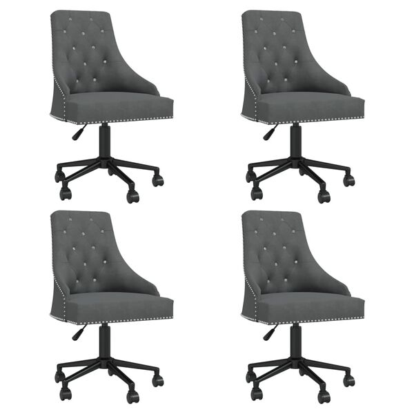 vidaXL Swivel Dining Chairs 4 pcs Dark Gray Velvet