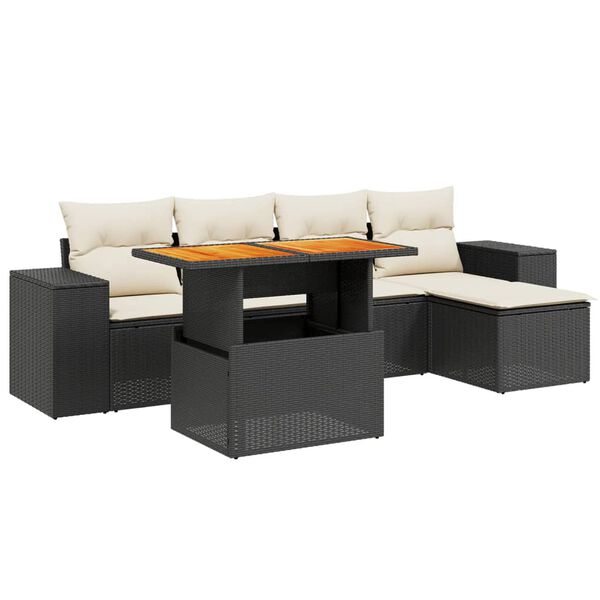 vidaXL Garden Sofa Set Black, Cream white