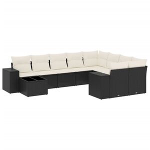 vidaXL Garden Sofa Set Black and Cream White