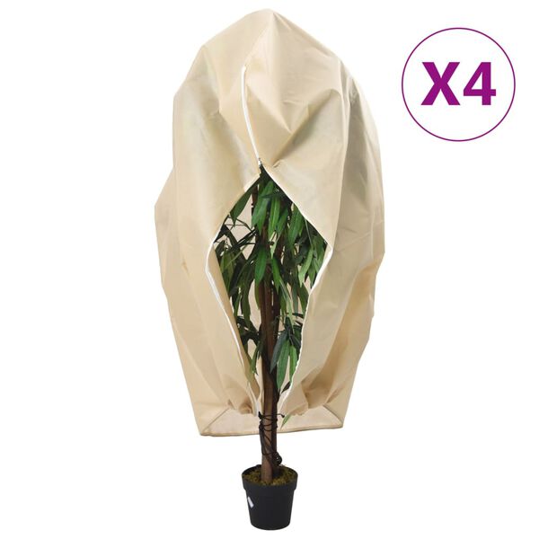 vidaXL Plant Fleece Cover Set of 4 Beige