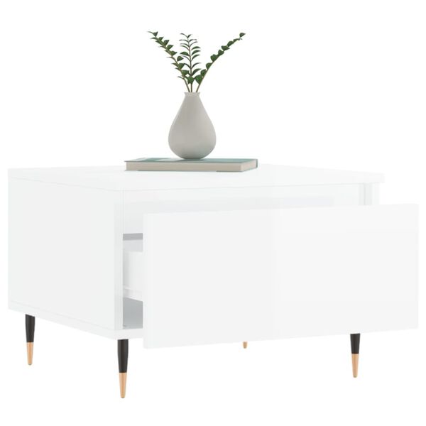 vidaXL Coffee Table Set of 2 High gloss white Engineered wood, Metal