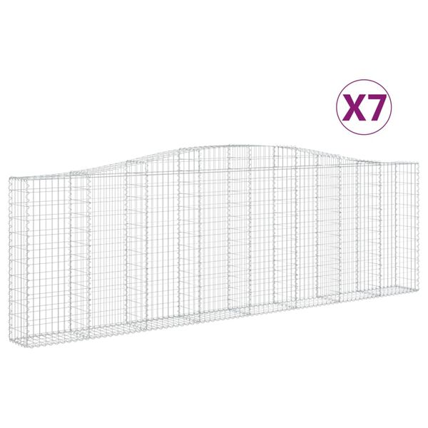 vidaXL Gabion Basket Set of 7 Silver Galvanized Steel Large