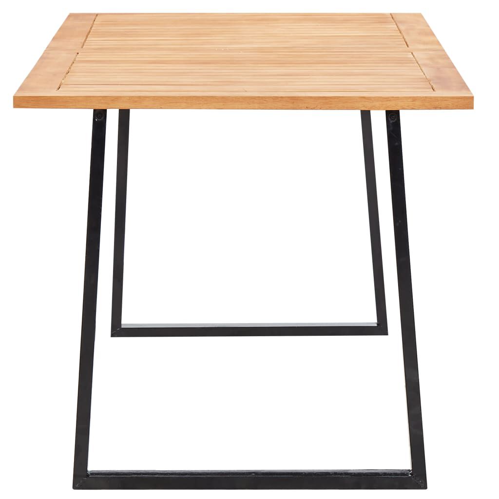 vidaXL Outdoor Dining Table Poly Rattan Solid Acacia Wood 115x74cm/150x74cm 