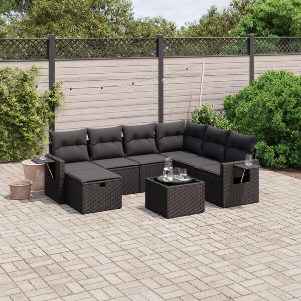 vidaXL Garden Sofa Set Black Poly Rattan Large Modular Garden Sofa Set