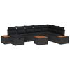 vidaXL Garden Sofa Set with Cushion 9 pcs Black Poly Rattan