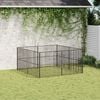 vidaXL Dog Playpen Black Galvanized steel Large Sturdy Dog Playpen