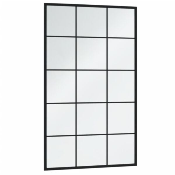 vidaXL Wall Mirror Black Metal, Glass 39.4 x 23.6 in each Rectangular