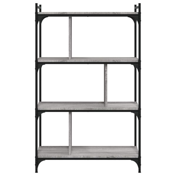 vidaXL Bookcase Grey sonoma Engineered wood, Metal 4-tier