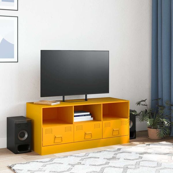 vidaXL TV Cabinet Mustard Yellow Cold-rolled Steel TV Cabinet