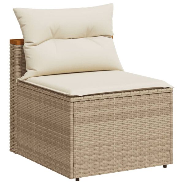 vidaXL Garden Sofa Beige PE rattan Medium Modular Garden Sofa Square