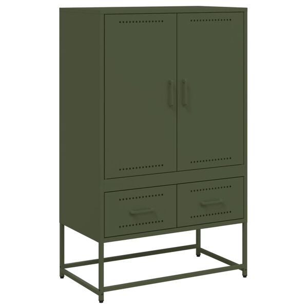 vidaXL Highboard Olive green Cold-rolled steel 26.8x15.4x43.9 in