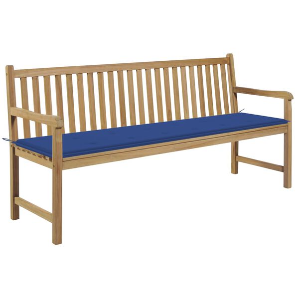 vidaXL Patio Bench with Royal Blue Cushion 68.9 " Solid Teak Wood