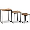 vidaXL Coffee Table Set of 3 Natural Wood, Black Reclaimed Teak, Steel