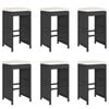 vidaXL Garden Bar Stool Set of 6 Black, Cream PE Rattan Compact