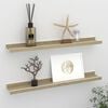 vidaXL Wall Shelf Set of 2 White and Sonoma Oak MDF 23.6in long