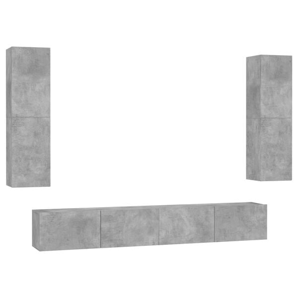 vidaXL 4 Piece TV Stand Set Concrete Gray Engineered Wood