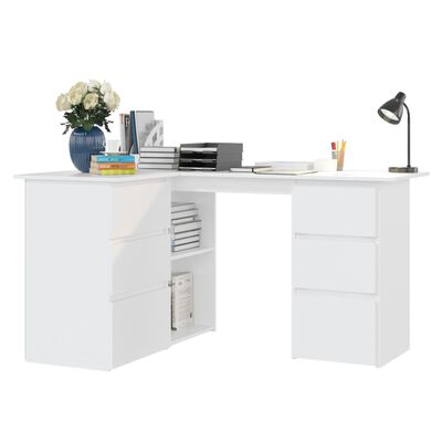 vidaXL Corner Desk White 57.1"x39.4"x29.9" Chipboard