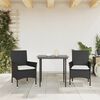 vidaXL Patio Chairs with Cushions 2 pcs Black Poly Rattan