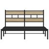 vidaXL Bed Frame Black, Sonoma Oak Iron, Engineered Wood Double