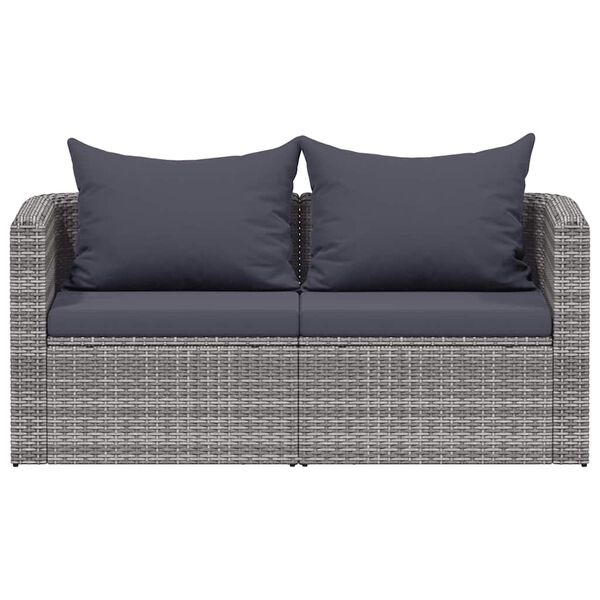 vidaXL Garden Sofa Set of 2 Grey PE Rattan Standard Detachable