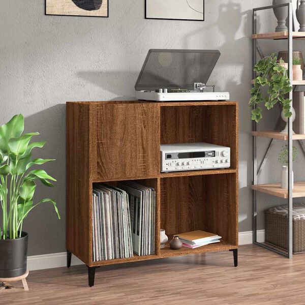 vidaXL Record Cabinet Brown Oak Engineered Wood Medium Record Cabinet