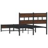 vidaXL Bed Frame Brown Oak Steel, Engineered Wood Full Bed Frame