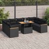 vidaXL Garden Sofa Set Black PE rattan Large Adjustable Feet