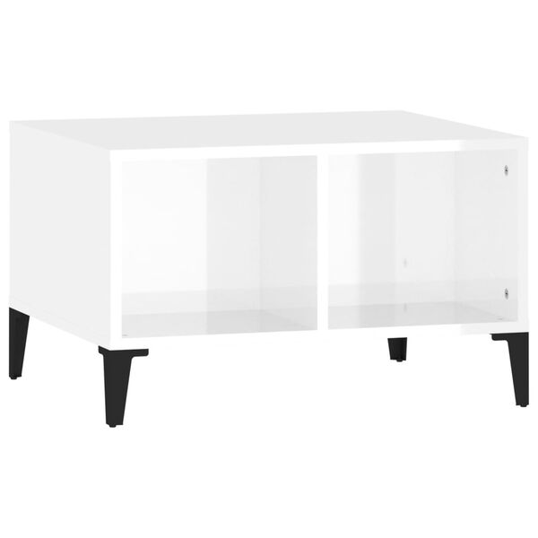 vidaXL Coffee Table High gloss white Engineered wood, metal Low