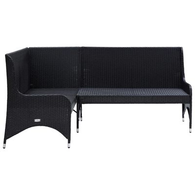 vidaXL Patio Corner Sofas 2 pcs Poly Rattan Black