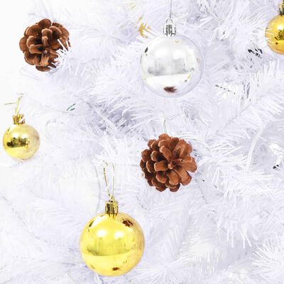 vidaXL Artificial Pre-lit Christmas Tree with Baubles White 6 ft