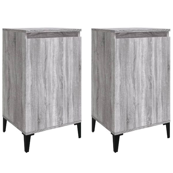 vidaXL Bedside Cabinet Set of 2 Grey sonoma Engineered wood, metal