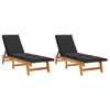 vidaXL Sun Lounger Black and brown PE rattan 78.7 in length