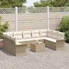 vidaXL Garden Sofa Set with Cushion 10 pcs Beige Poly Rattan