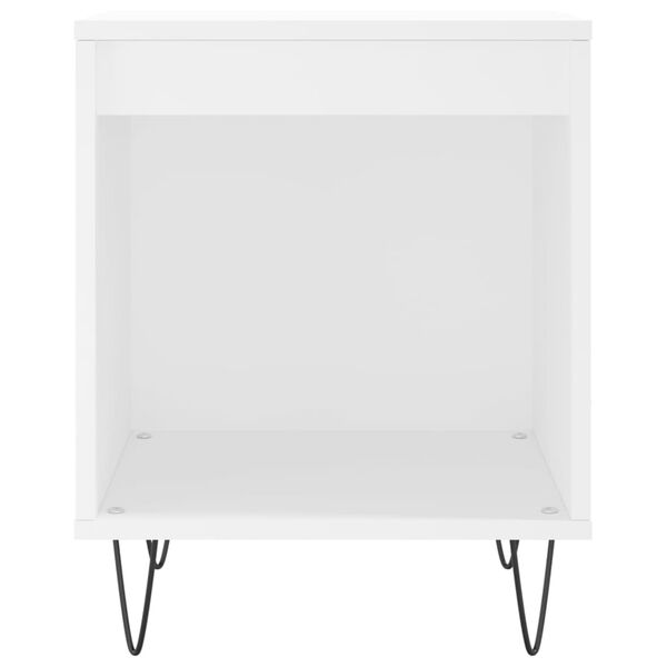 vidaXL Bedside Cabinet White Engineered wood, metal legs Medium Storage