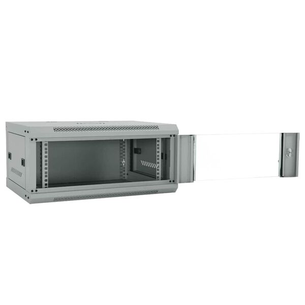 vidaXL Network Cabinet with Storage Gray 60 x 45 x 28 cm Steel