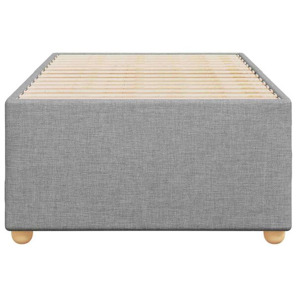 vidaXL Bed Frame Light grey Polyester, Plywood, Engineered Wood Twin
